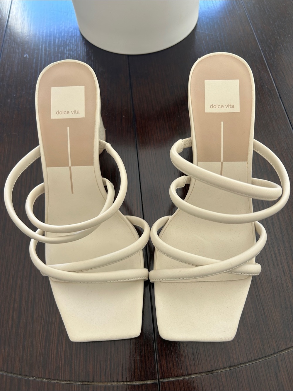 Dolce Vita Ivory Multi-Strap Square Toe Heeled Sandals
